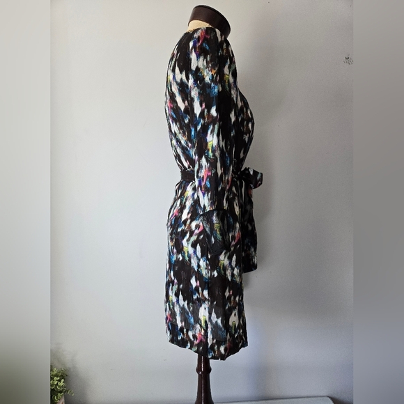 RACHEL ROY Watercolour Patterned Semi Sheer Lightweight Belted Dress. Size M - Picture 6 of 13